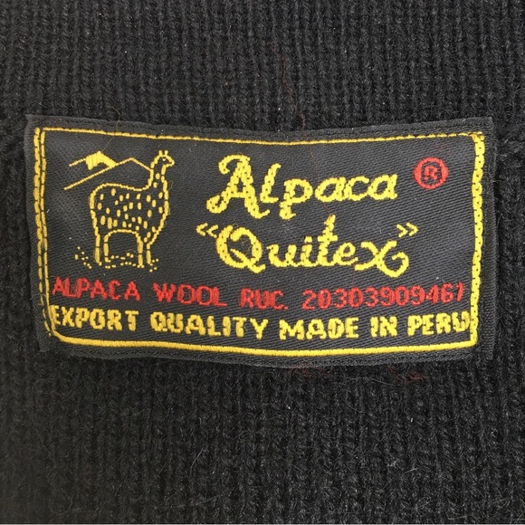 Alpaca Quitex Cardigan Sweater Black Grandpa Sweater Button Front Women’s Size M - Picture 5 of 9